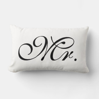 Mr Scroll Text In Black And White Lumbar Cushion