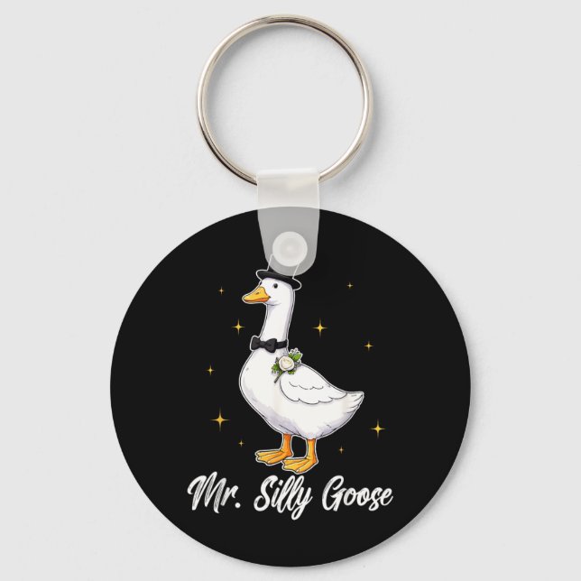 Mr Silly Goose Funny Wedding Men Groom Matching Key Ring (Front)