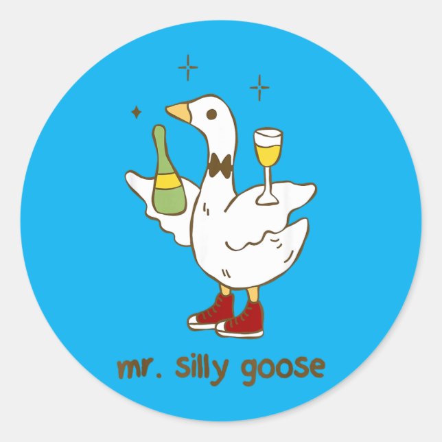 Mr Silly Goose Wedding Bachelor Party Funny Classic Round Sticker (Front)