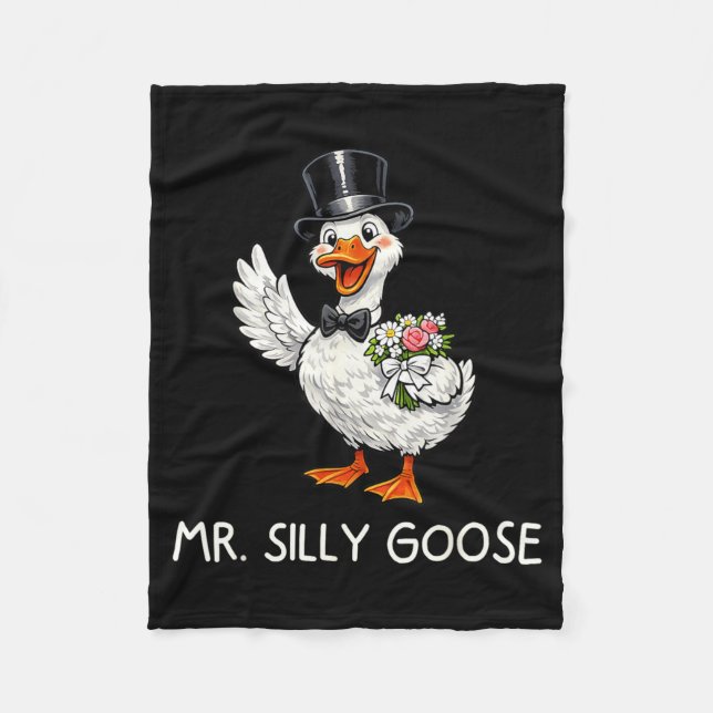 Mr Silly Goose Wedding Bachelor Party Funny Fleece Blanket (Front)