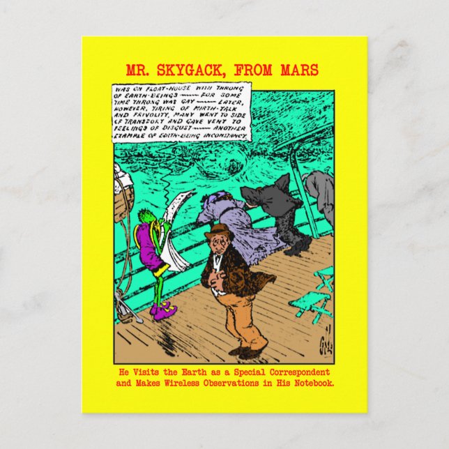 Mr. Skygack Observes Seasick Passengers Postcard (Front)