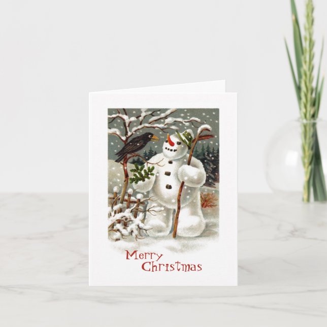 Mr. Snowman and Mr. Crow Note Card (Front)