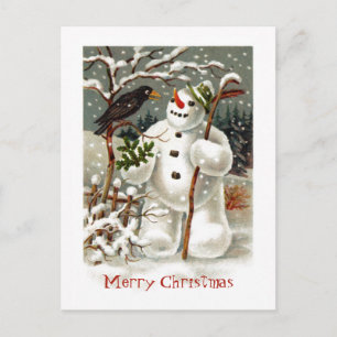 Mr. Snowman and Mr. Crow Postcard