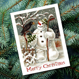 Mr. Snowman and Mr. Crow Postcard