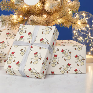 Mr Snowman on Cosmic Latte Christmas Wrapping Paper