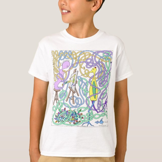 Mr. Squiggly Drawing A Stork T-Shirt (Front)