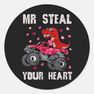 Mr Steal Your Heart Dinosaur Monster Truck T Rex V Classic Round Sticker