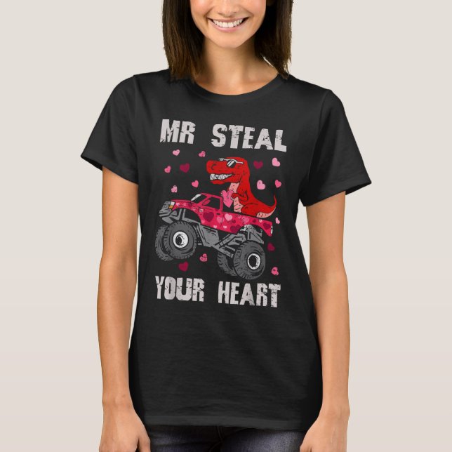 Mr Steal Your Heart Dinosaur Monster Truck T Rex V T-Shirt (Front)