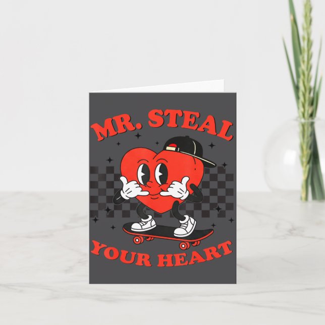Mr Steal Your Heart For Boys Toddlers Valentine's  Card (Front)