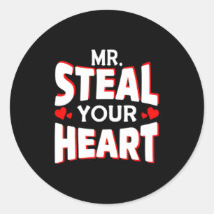 Mr Steal Your Heart For Boys Toddlers Valentines Classic Round Sticker
