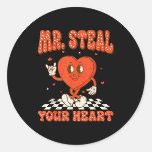 Mr Steal Your Heart For Boys Toddlers Valentine's  Classic Round Sticker