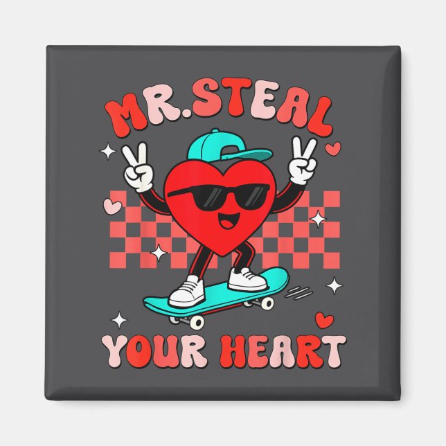 Mr Steal Your Heart For Boys Toddlers Valentine's  Magnet (Front)