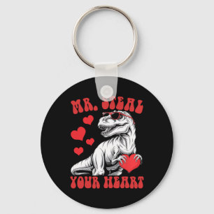 Mr Steal Your Heart Heart T-rex Dinosaur Valentine Key Ring