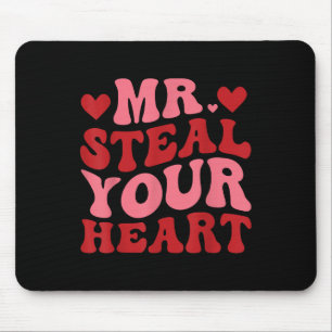 Mr Steal Your Heart Retro Valentines Day Mouse Pad