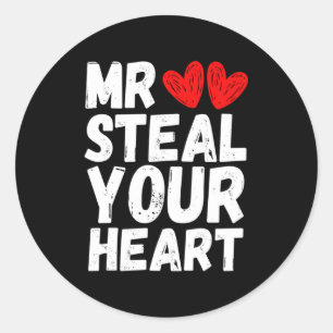 Mr Steal Your Heart Valentines Day Boys Kids  Classic Round Sticker