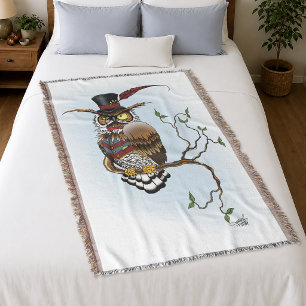 Mr. Steam Owl Throw Blanket