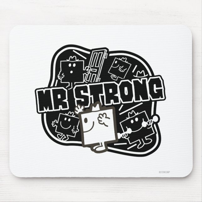 Mr. Strong | Black & White Mouse Pad (Front)