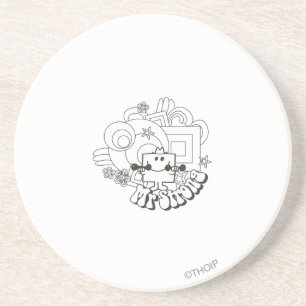Mr. Strong   Black & White Stars & Flowers Coaster