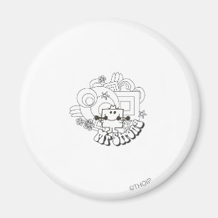 Mr. Strong Black & White Stars & Flowers Magnet