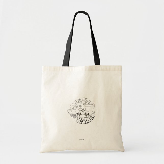 Mr. Strong | Black & White Stars & Flowers Tote Bag (Front)