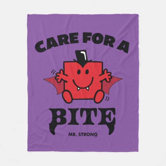 Mr. Strong Care For A Bite Halloween Fleece Blanket (Front)