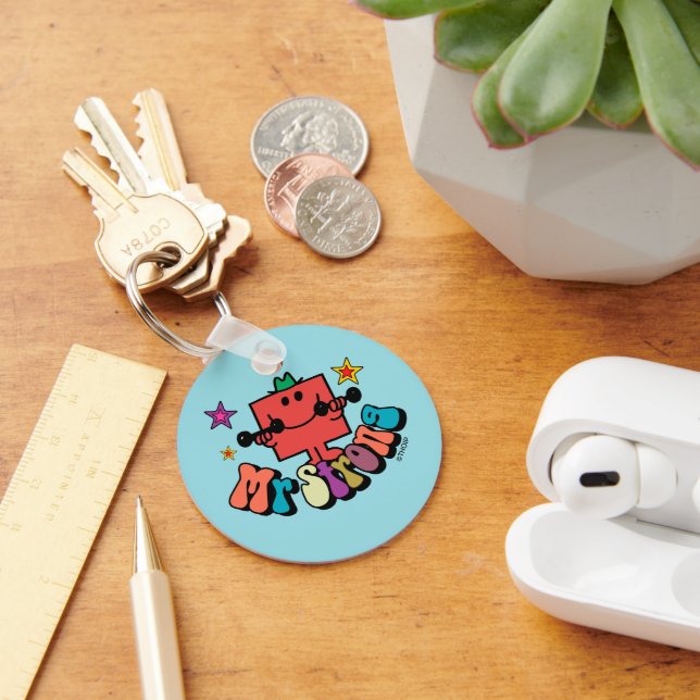 Mr. Strong | Colourful Lettering & Stars Key Ring (Desk)