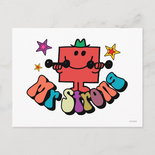 Mr. Strong | Colourful Lettering & Stars Postcard (Front)
