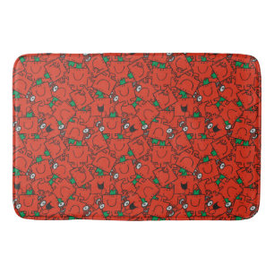 Mr Strong Lifting Weights Red & Green Pattern Bath Mat