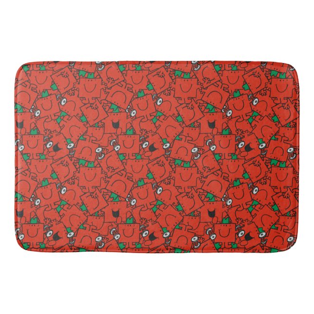 Mr Strong | Lifting Weights Red & Green Pattern Bath Mat (Front)