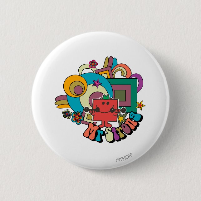 Mr. Strong | Psychedelic Swirls, Stars, & Flowers 6 Cm Round Badge (Front)