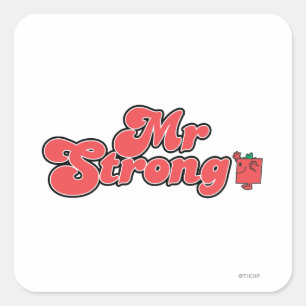 Mr. Strong   Red Lettering Square Sticker