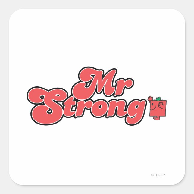 Mr. Strong | Red Lettering Square Sticker (Front)