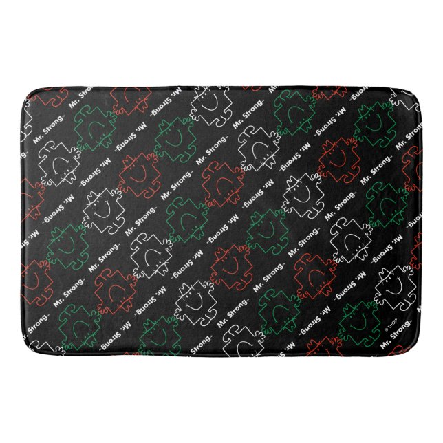 Mr Strong | Red, White & Green Pattern Bath Mat (Front)