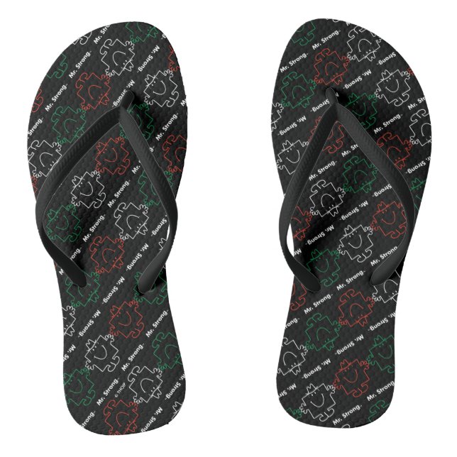 Mr Strong | Red, White & Green Pattern Jandals (Footbed)
