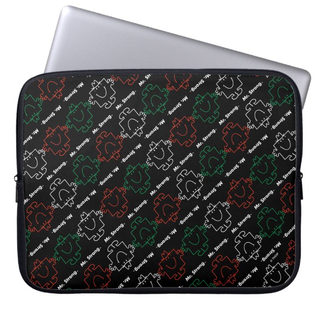 Mr Strong | Red, White & Green Pattern Laptop Sleeve (Front)