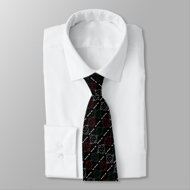 Mr Strong | Red, White & Green Pattern Tie (Tied)