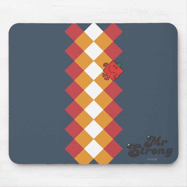 Mr. Strong | Red, Yellow, & White Pattern Mouse Pad (Front)