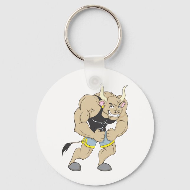 Mr Strong Shirt | Cute Muscular Mr Strong Ox Shirt Key Ring (Front)