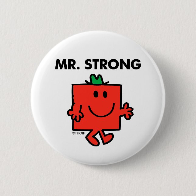 Mr. Strong Waving Hello 6 Cm Round Badge (Front)