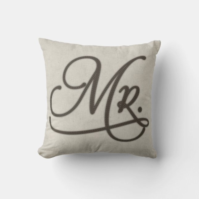Mr Textured Throw Pillow (Front)