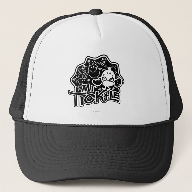 Mr. Tickle | Black & White Fun Trucker Hat (Front)