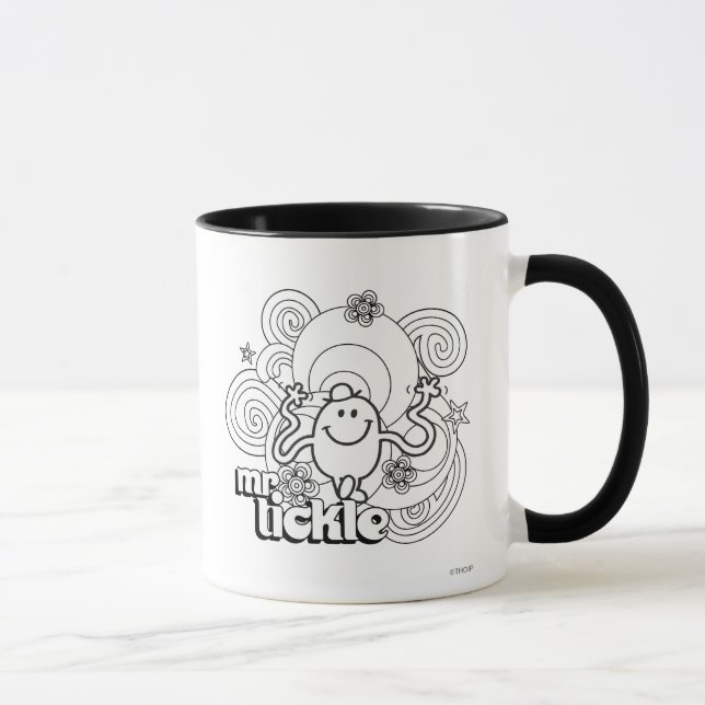 Mr. Tickle | Black & White Swirls & Stars Mug (Right)