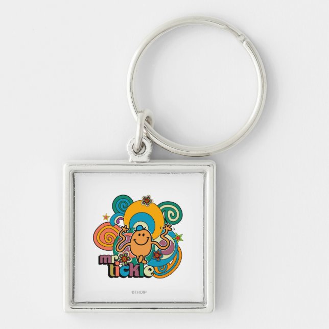 Mr. Tickle | Psychedelic Swirls, Stars, & Flowers Key Ring (Front)