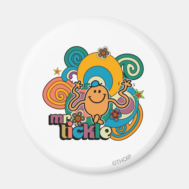 Mr. Tickle | Psychedelic Swirls, Stars, & Flowers Magnet (Front)