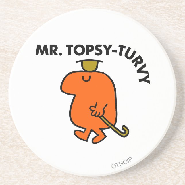 Mr. Topsy-Turvy | Upside Down Hat & Cane Coaster (Front)