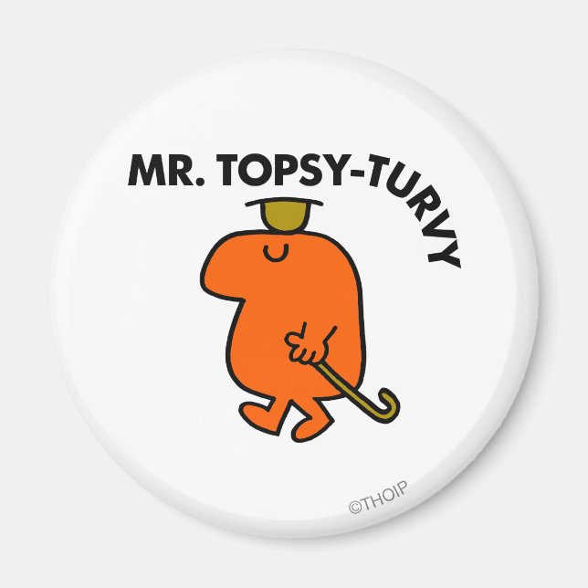 Mr. Topsy-Turvy | Upside Down Hat & Cane Magnet (Front)