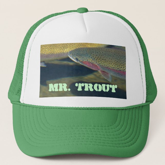 Mr Trout hats Rainbow Lake Trout Fishing Fisherman (Front)