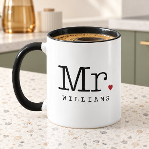 Mr. Vintage Black Monogram Personalised Wedding Mug