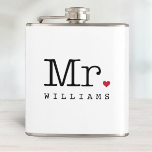 Mr Vintage Typewriter Wedding Monogram Hip Flask