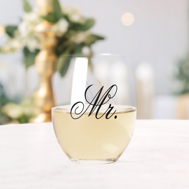 Mr. Wedding Day Keepsake Stemless Wine Glass (Insitu (Wedding))